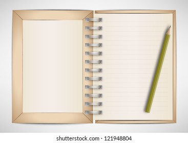 Brown Notebook and Pencil Vector