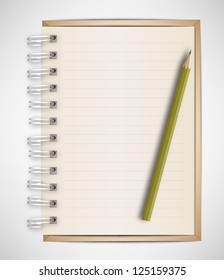 Brown Notebook and Pencil Vector