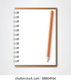 Brown Notebook with pencil vector