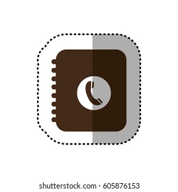 brown notebook with phone sign icon, vector illustration design