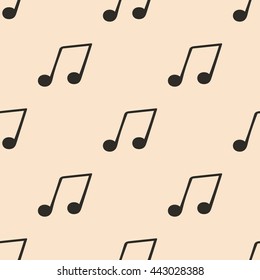 Brown notes on pastel pink background pattern. Vector illustration.