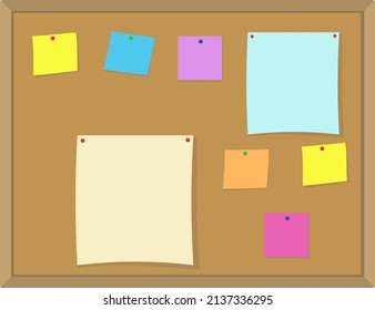 Brown Notice Board, Illustration, Vector On A White Background.