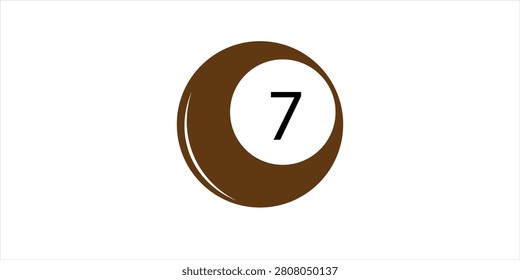 Brown number 7 billiard ball icon isolated on white background vector illustration