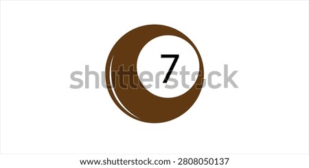 Brown number 7 billiard ball icon isolated on white background vector illustration