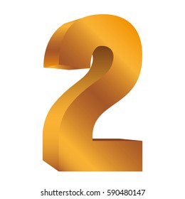 brown number two icon, vector illustraction design image