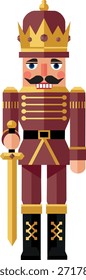 Brown Nussknacker Soldat hält Süßigkeiten Cane Rustic Christmas Vector