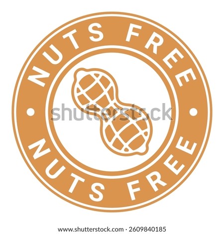 Brown Nuts Free isolated round stamp, sticker, sign with Peanuts icon vector illustration