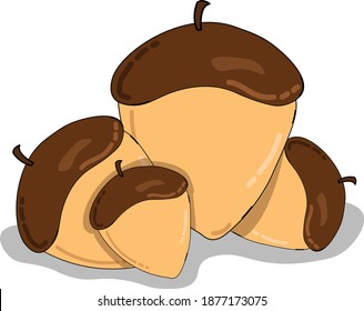 braune Nüsse, Illustration, Vektorgrafik auf weißem Hintergrund