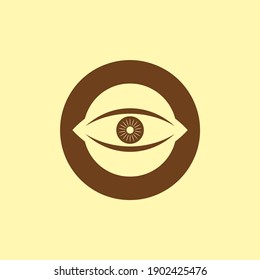 Brown O initial letter with eye logo template for business purpose