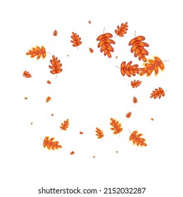 Brown Oak Background White Vector. Leaf Wallpaper Set. Green Acorn. Material Frame. Golden Plant Seamless.