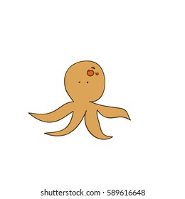 brown octopus icon stock, vector illustration design image