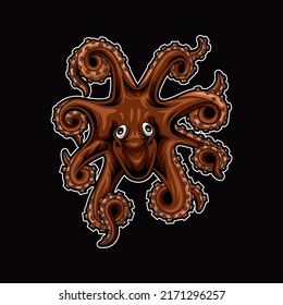 Brown Octopus Sticker High Quality