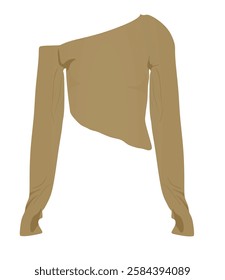 Brown off shoulders t shirt. vector