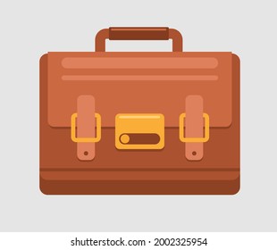 Brown office bag flat vector illustration 