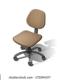 Brown office chair. Eps10 vector illustration. Isolated on white background.  Transparent objects and opacity masks used for shadows lights drawing