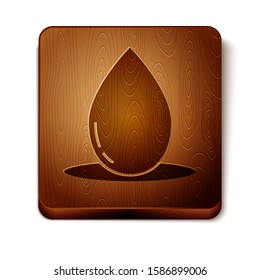 Brown Oil drop icon isolated on white background. Wooden square button. Vector Illustration