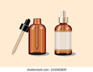  Brown Oil Droplet Bottle Mockup Set Illustration 