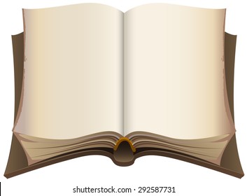 Brown old open book. Isolated illustration in vector format