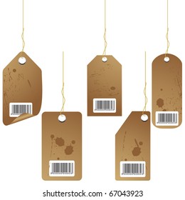 Brown old price tag vector isolated on white