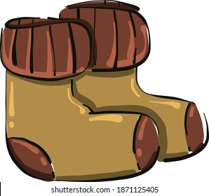 Braune alte Socken, Vektorgrafik auf weißem Hintergrund.