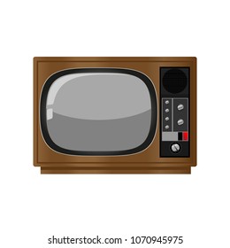 Brown old Soviet retro TV icon vector illustration isolated on white