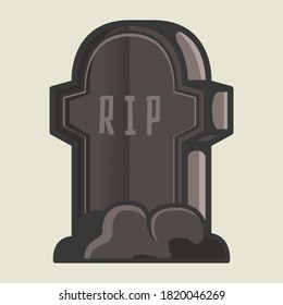 Brown old tombstone vector on light grey background