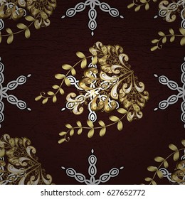 Brown on background. Oriental classic golden pattern. Vector abstract background with repeating elements.