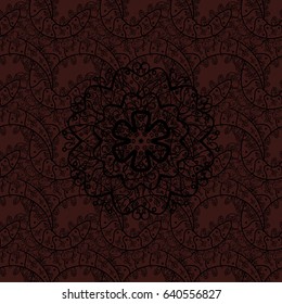 Brown on background. Oriental ornament in the style of baroque. Vector traditional classic dark pattern.