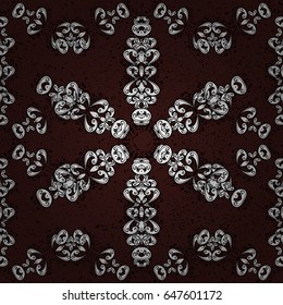 Brown on background. Royal luxury golden baroque damask vintage. Vector pattern background wallpaper with gold antique floral medieval decorative 3d flowers, leaves and gold pattern ornaments.