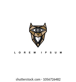 brown one eye owl logo logotype theme vector art