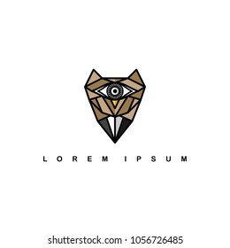 brown one eye owl logo logotype theme vector art