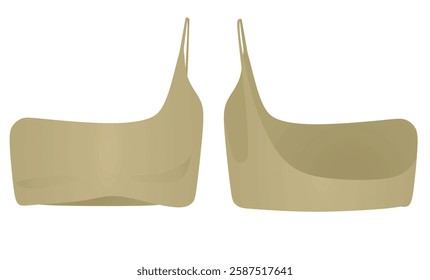 Brown one shoulder top. vector illustration