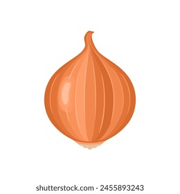 Brown onion bulb isolated on white background. Vector cartoon flat illustration. Vegetable icon.