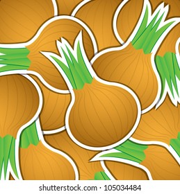 Brown onion sticker card in vector format.