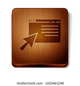 Brown Online shopping on screen icon isolated on white background. Concept e-commerce, e-business, online business marketing. Wooden square button. Vector Illustration