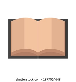 Braunes, offenes Buch, Vektorgrafik, hochwertige flache Design-Illustration. 