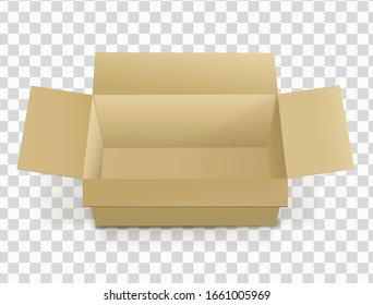 Brown open box. Cardboard moving box.