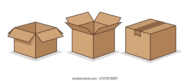Caja abierta marrón. Caja móvil de cartón