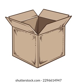 brauner offener Karton, Packsymbol