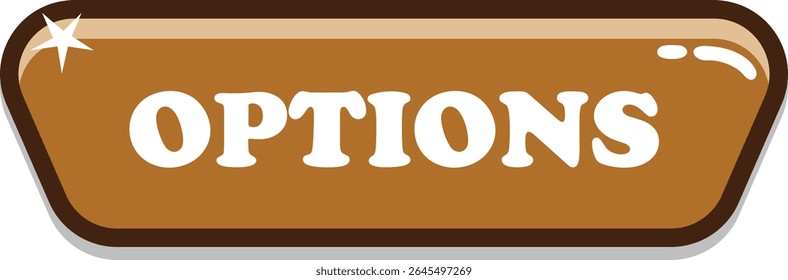 Brown Options button, with glossy style and colorful, suitable for mobile and web games. Can be used for website and app button.