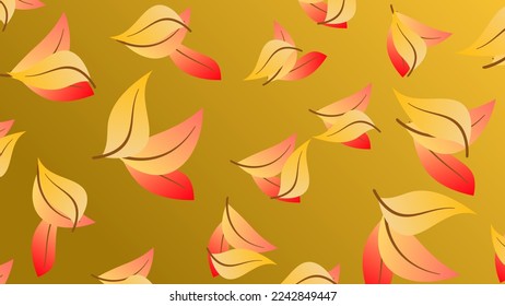 Brown orange autumn Abstract poster. Trendy contemporary art with autumn leaves. Vector illustration