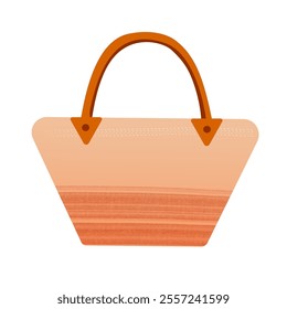 a brown and orange beach bag with browm handle for summer design. Summer illust fashion. Travel girl