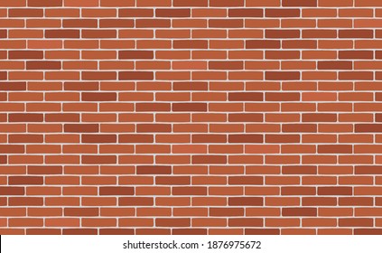 Fondo de papel pintado de ladrillo marrón o naranja. Textura de pared de ladrillo exterior e interior. Ilustración vectorial.