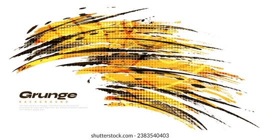 Fondo de brocha marrón y naranja con efecto semitonio. Fondo deportivo con estilo Grunge. Elementos de rajadura y textura para el diseño