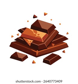Brown and Orange Chocolate Pieces Vector Pile