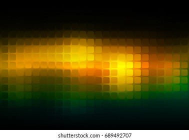 Brown orange green vector abstract rounded corners square tiles mosaic over blurred background