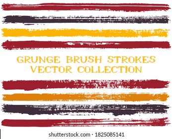 Brown orange grunge brush strokes vector illustration.