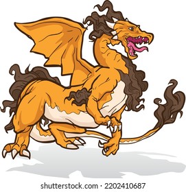 Brown Orange Lion Dragon Monster Beast Color Vector Illustration