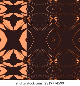 Brown and orange seamless pattern with futuristic original abstract geometric texture. Seamless vector background.
