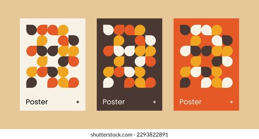Brown, Orange and Yellow Circle Geometric Poster Vector Template